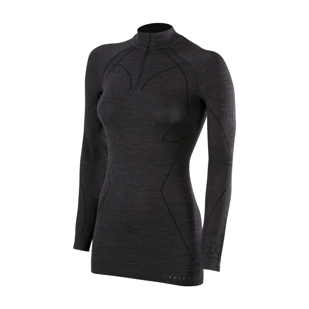 Falke Wool-Tech Zip Shirt Femme Noir