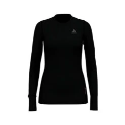 Odlo Base Layer Top Crew Neck Long Sleeve Merino 200 Femme Noir