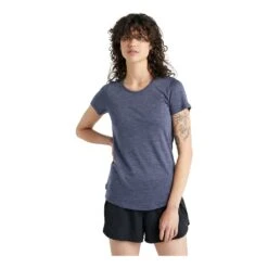 Icebreaker Sphere Short Sleeve Low Crewe Femme Bleu
