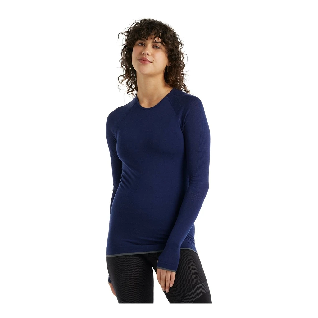 Icebreaker 200 Zone Seamless Long Sleeve Crewe Femme Bleu Foncé – Image 14