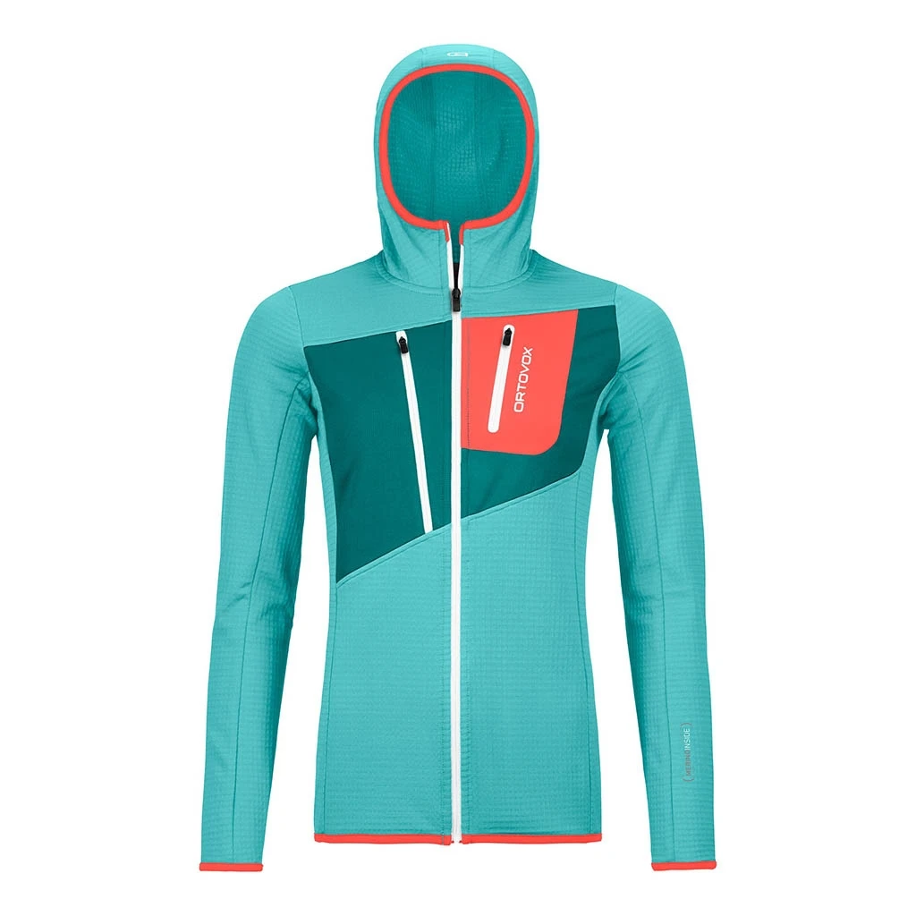 Ortovox Fleece Grid Hoody Femme Bleu